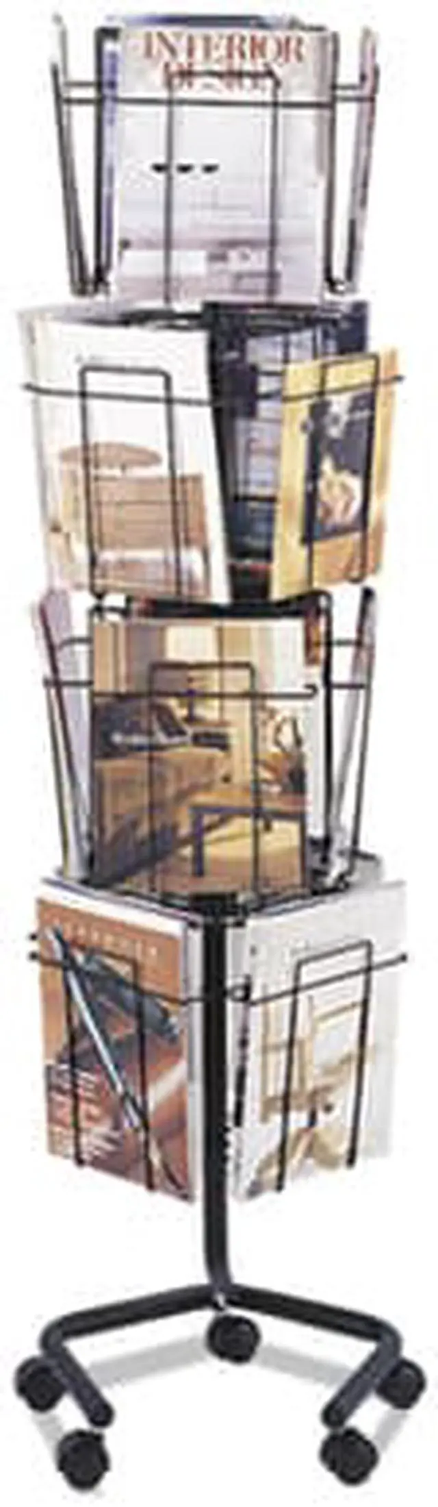 Alt view image 11 of 16 - Safco Wire Rotary Display Racks 16 Compartments 15w x 15d x 60h Charcoal 4139CH