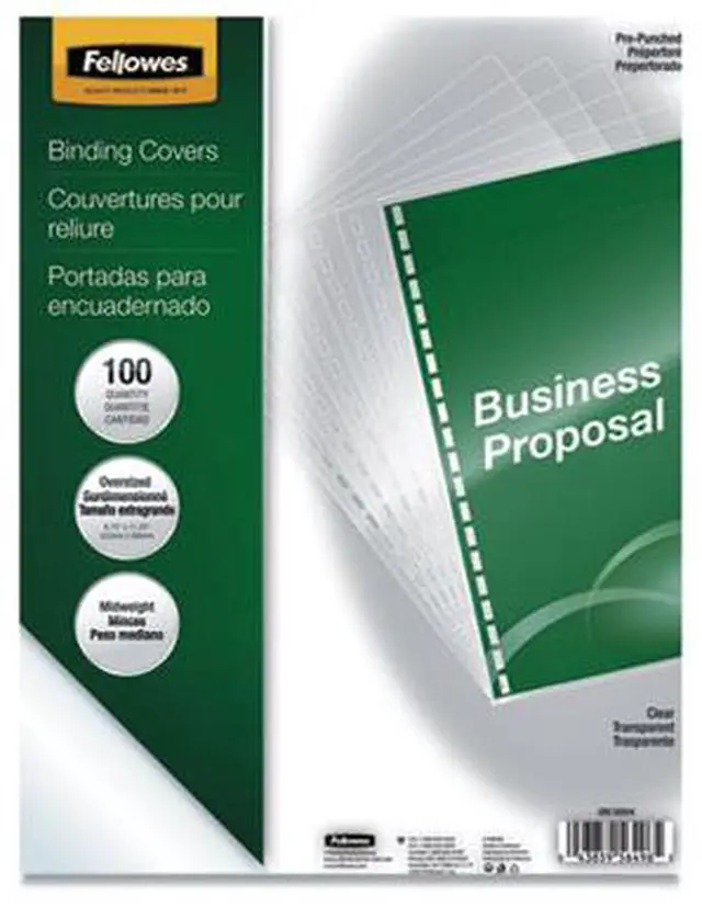 Alt view image 13 of 20 - Fellowes Crystals Clear Pre-Punched Oversized Binding Covers 100 Pack