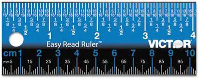 Alt view image 6 of 18 - Victor Easy Read Stainless Steel Ruler Standard/Metric 12" Blue EZ12SBL