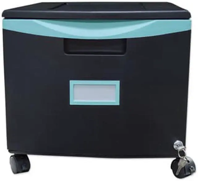Alt view image 10 of 18 - Storex Single-Drawer Mobile Filing Cabinet 14.75wx18.25dx12.75h Black/Teal