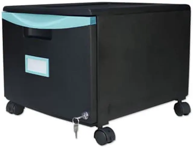 Alt view image 11 of 18 - Storex Single-Drawer Mobile Filing Cabinet 14.75wx18.25dx12.75h Black/Teal