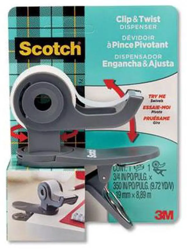 Alt view image 8 of 19 - 3M Scotch Clip & Twist Desktop Tape Dispenser Gray C19CLIP