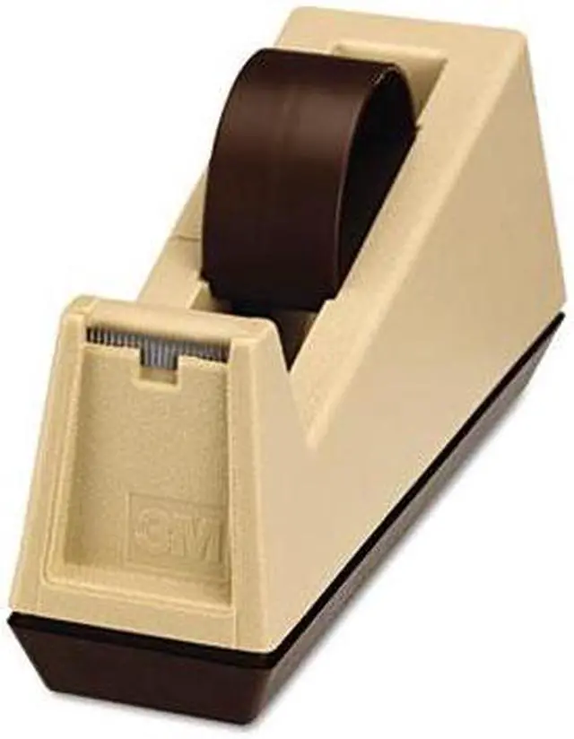 Alt view image 15 of 20 - Scotch Heavy-Duty Weighted Desktop Tape Dispenser 3" Core Plastic Putty/Brown C25