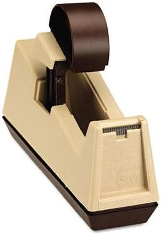 Alt view image 17 of 20 - Scotch Heavy-Duty Weighted Desktop Tape Dispenser 3" Core Plastic Putty/Brown C25