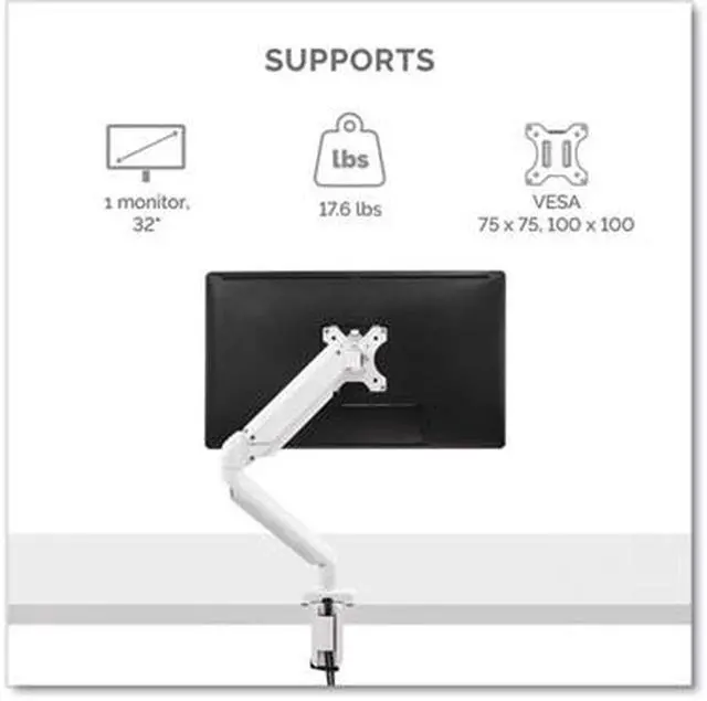 Alt view image 6 of 20 - Platinum Series Single Monitor Arm For 27" Monitors 360 deg Rotation 45 deg Tilt 180 deg Pan White Supports 20 lb 8056201