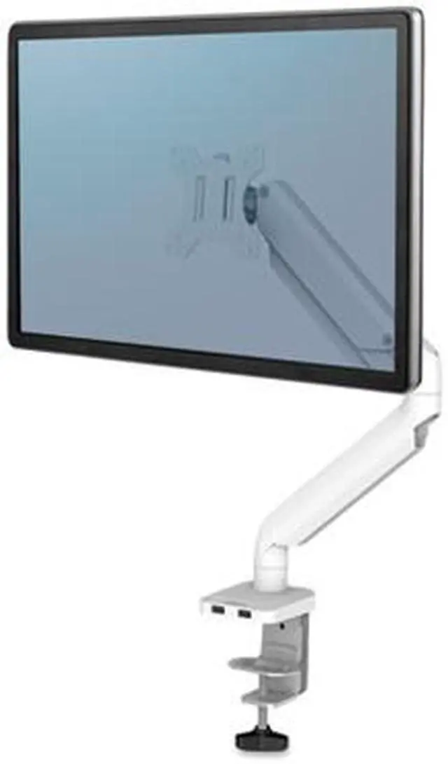 Alt view image 5 of 20 - Platinum Series Single Monitor Arm For 27" Monitors 360 deg Rotation 45 deg Tilt 180 deg Pan White Supports 20 lb 8056201