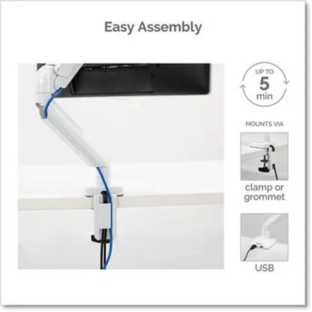 Alt view image 8 of 20 - Platinum Series Single Monitor Arm For 27" Monitors 360 deg Rotation 45 deg Tilt 180 deg Pan White Supports 20 lb 8056201