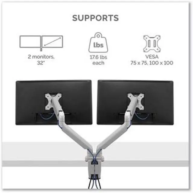 Alt view image 5 of 20 - Fellowes Platinum Series Adjustable Dual Monitor Arm Up to 32" Silver 8056501