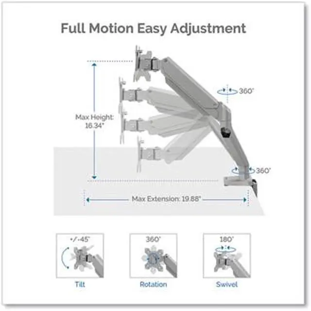 Alt view image 6 of 20 - Fellowes Platinum Series Adjustable Dual Monitor Arm Up to 32" Silver 8056501