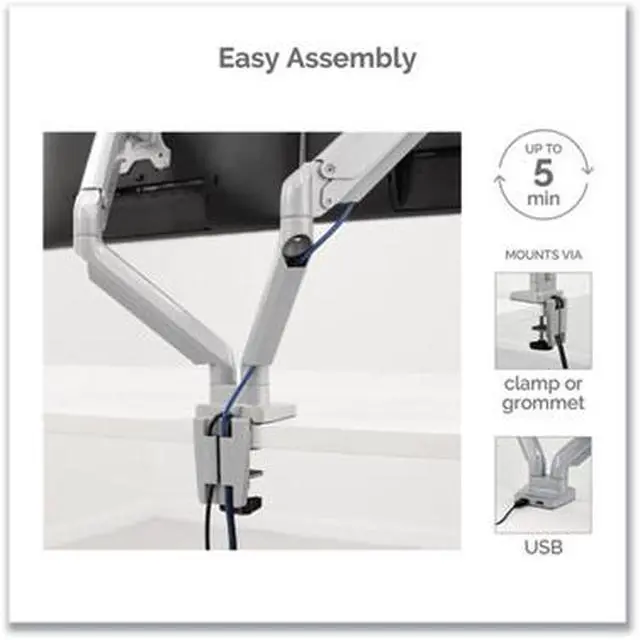 Alt view image 7 of 20 - Fellowes Platinum Series Adjustable Dual Monitor Arm Up to 32" Silver 8056501