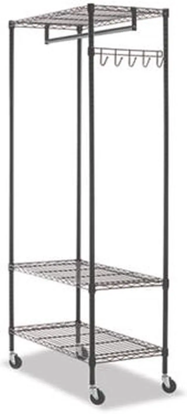Alt view image 10 of 19 - Alera WIRE SHELVING GARMENT RACK, 30 GARMENTS, 36W X 18D X 75H, BLACK ALEGR363618BL