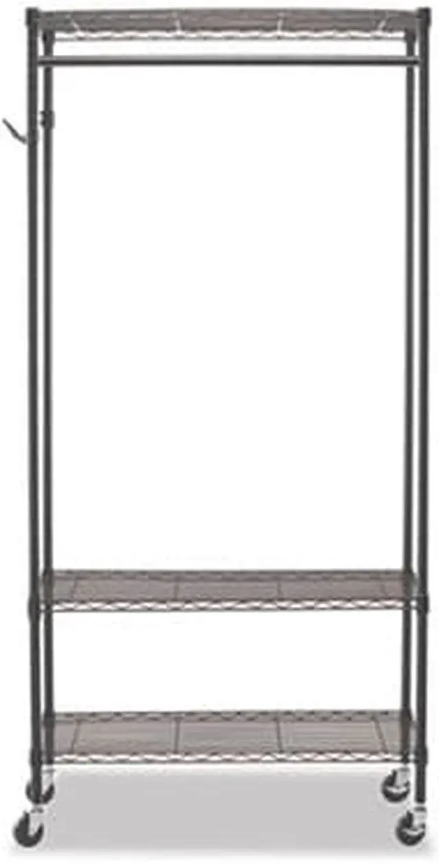 Alt view image 11 of 19 - Alera WIRE SHELVING GARMENT RACK, 30 GARMENTS, 36W X 18D X 75H, BLACK ALEGR363618BL