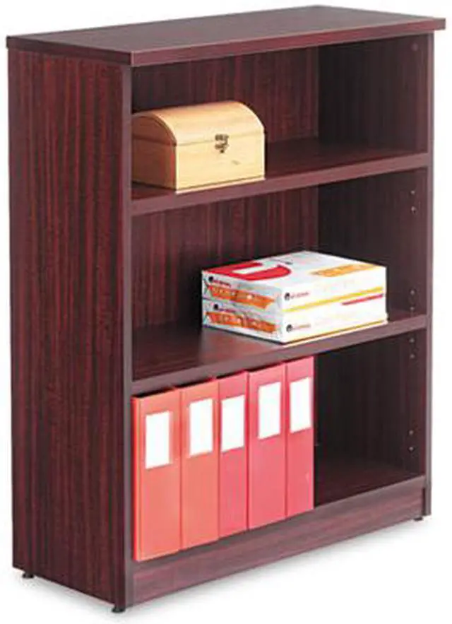 Alt view image 7 of 13 - Alera Valencia Series Bookcase Three-Shelf 31 3/4w x 14d x 39 3/8h Mahogany VA634432MY
