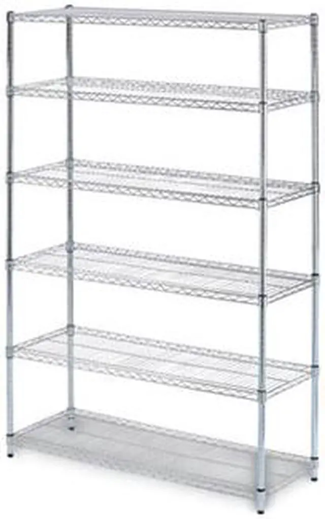 Alt view image 4 of 15 - Alera - 6TCOM1848SR - Commercial Wire Shelving, Six-Shelf, 48w x 18d x 72h, Silver