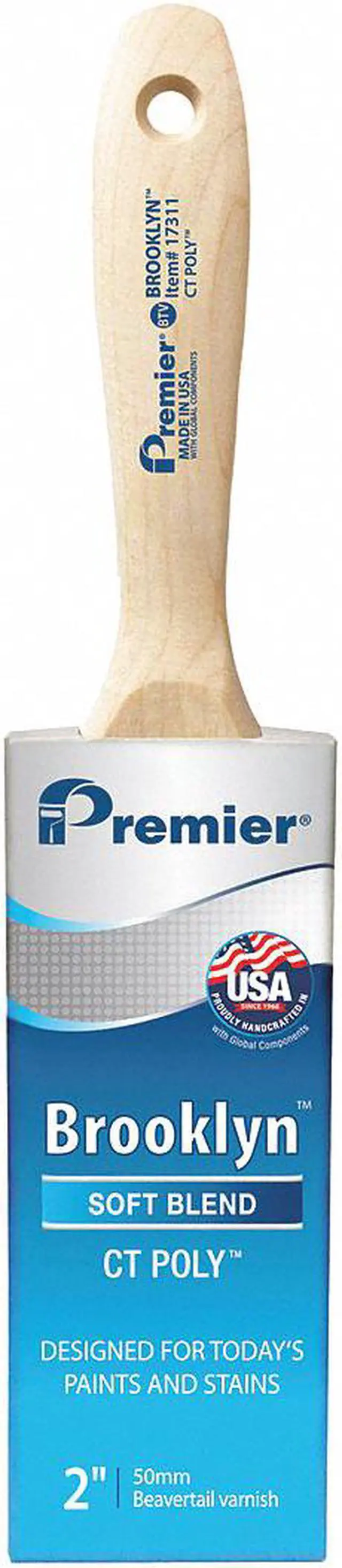 Main image of PREMIER 17311 2" Flat Sash Soft, Polyester Bristle, Paint Brush, Hardwood Handle