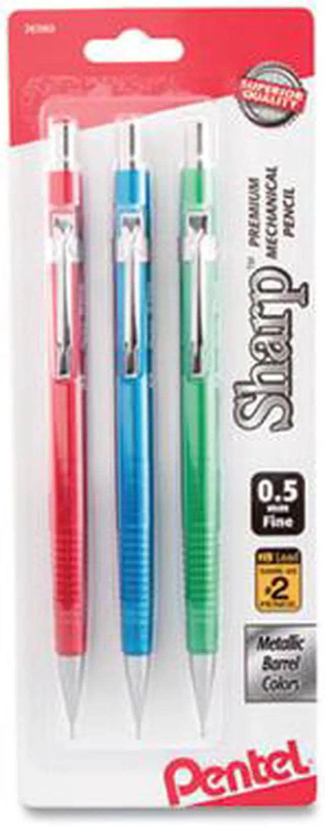 Alt view image 5 of 7 - Pentel Sharp Mechanical Drafting Pencil 0.5 mm Assorted Metallic Barrels 3/Pack P205MBP3M1