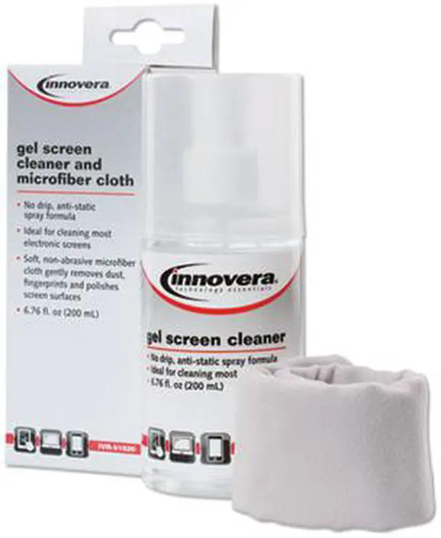 Alt view image 4 of 11 - Innovera Anti-Static Gel Screen Cleaner w/Gray Microfiber Cloth 4oz Spray Bottle