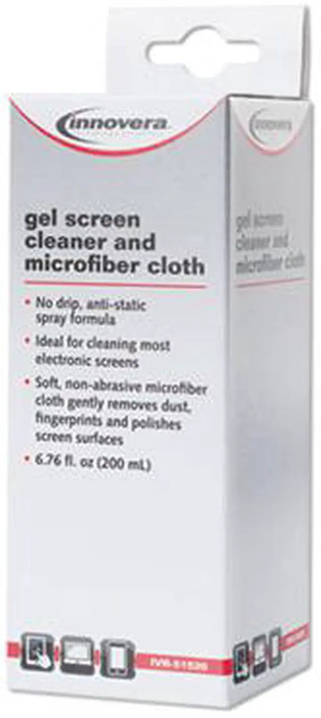 Alt view image 5 of 11 - Innovera Anti-Static Gel Screen Cleaner w/Gray Microfiber Cloth 4oz Spray Bottle