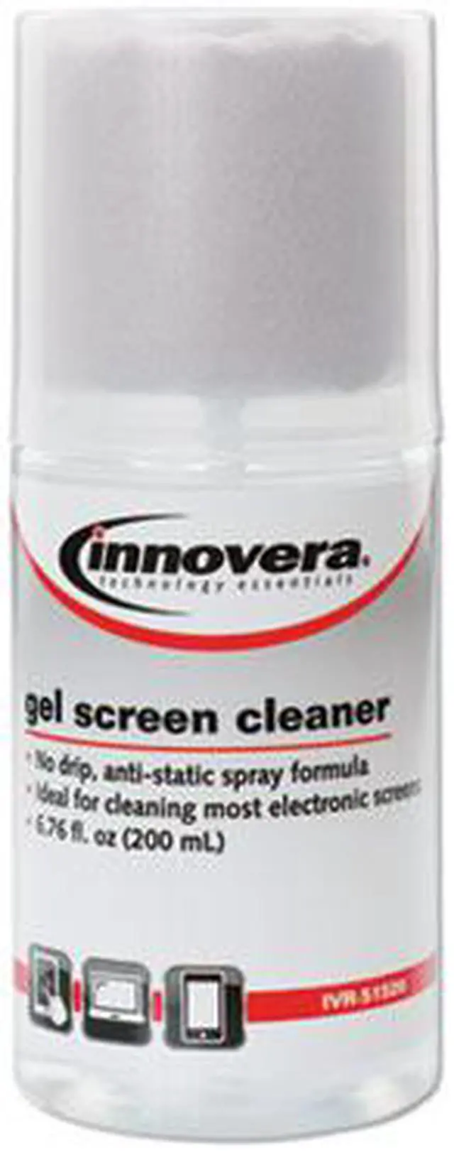 Alt view image 3 of 11 - Innovera Anti-Static Gel Screen Cleaner w/Gray Microfiber Cloth 4oz Spray Bottle