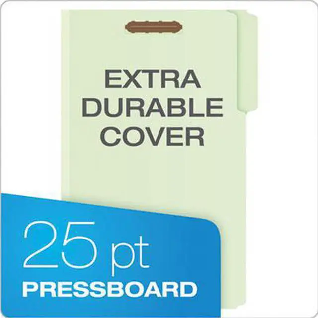 Alt view image 4 of 13 - Pendaflex Pressboard Folders w/ 3" Capacity Fasteners, Green, 25/Box (PFX17187)