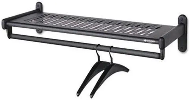 Alt view image 3 of 10 - Metal Wall Shelf Rack, Powder Coated Textured Steel, 36w X 14-1/2d X 6h, Black