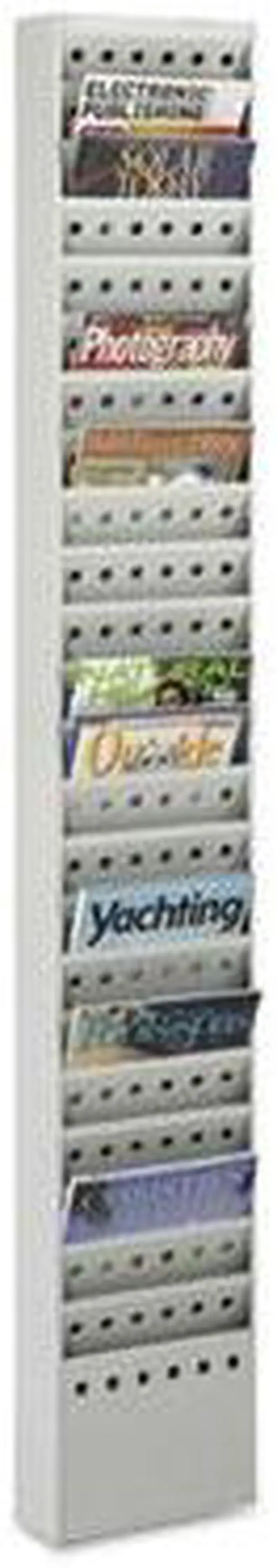 Alt view image 15 of 20 - Safco Steel Magazine Rack 23 Compartments 10w x 4d x 65-1/2h Gray 4322GR