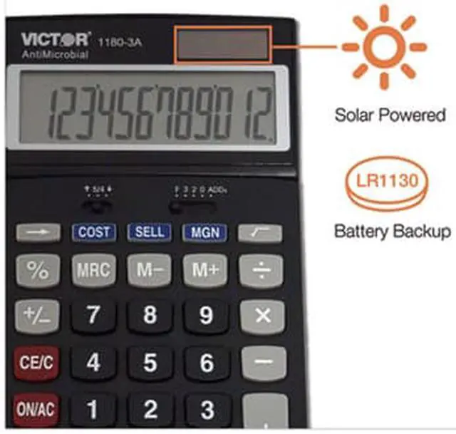 Alt view image 7 of 16 - Victor 1180-3A Antimicrobial Desktop Calculator 12-Digit LCD 11803A