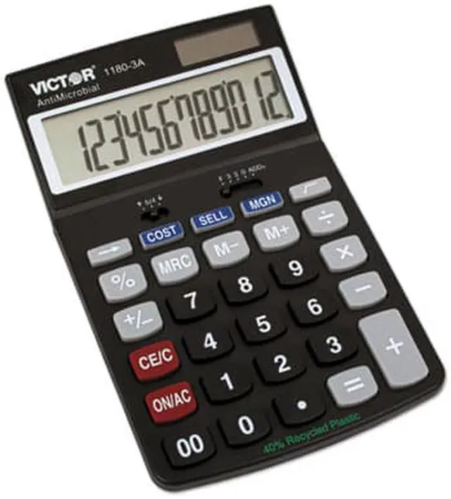 Alt view image 4 of 16 - Victor 1180-3A Antimicrobial Desktop Calculator 12-Digit LCD 11803A
