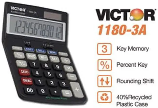 Alt view image 5 of 16 - Victor 1180-3A Antimicrobial Desktop Calculator 12-Digit LCD 11803A