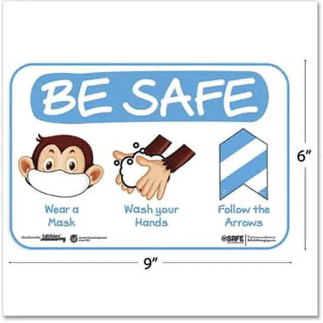 Alt view image 4 of 11 - Tabbies BeSafe Messaging Education Wall Signs 9 x 6 "Be Safe Wear a Mask Wash Your Hands Follow the Arrows" Monkey 3/Pack 29506