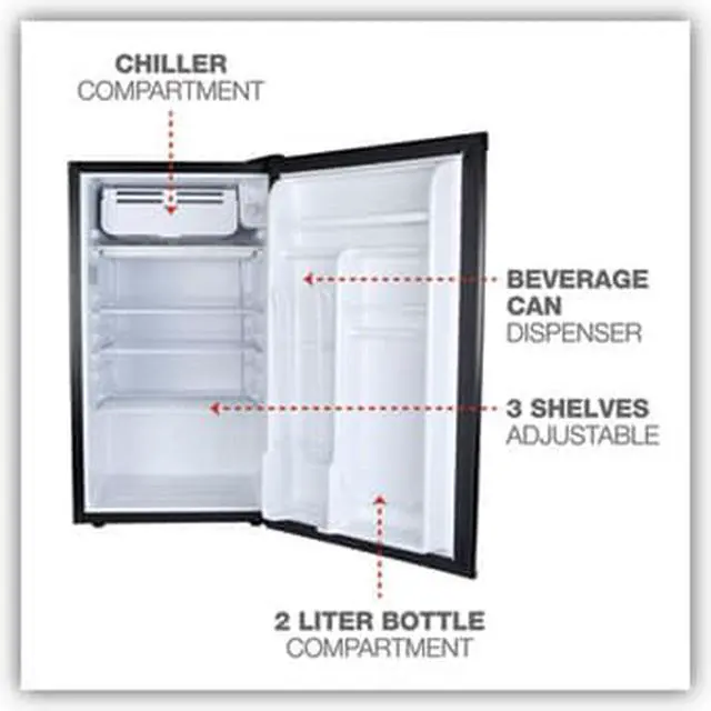 Alt view image 4 of 9 - Alera 3.2 Cu. Ft. Refrigerator with Chiller Compartment, Black RF333B