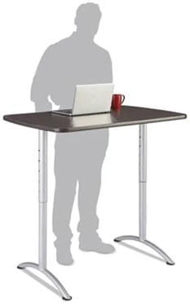 Alt view image 8 of 12 - Iceberg - 69305 - Iceberg Walnut Top Sit-to-Stand Table - Rectangle Top - Arch Base - 2 Legs - 48 Table Top Length x 30