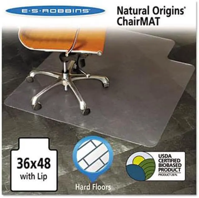 Alt view image 2 of 14 - Es Robbins Natural Origins Chair Mat With Lip For Hard Floors 36 x 48 Clear 143002