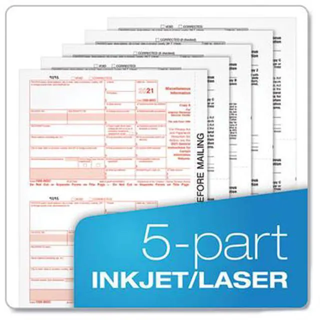 Alt view image 6 of 6 - 5-Part 1099-MISC Tax Forms, 8.5 x 11, 50/Pack 22993MISC