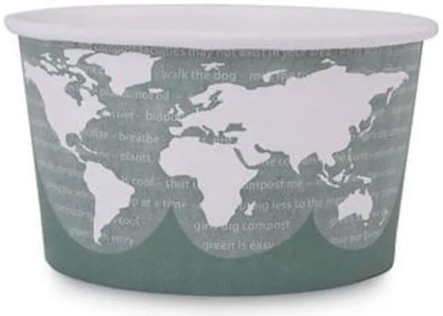 Alt view image 5 of 8 - Eco-Products World Art Food Container 12oz Green Paper 200Ct EPBSC12WA