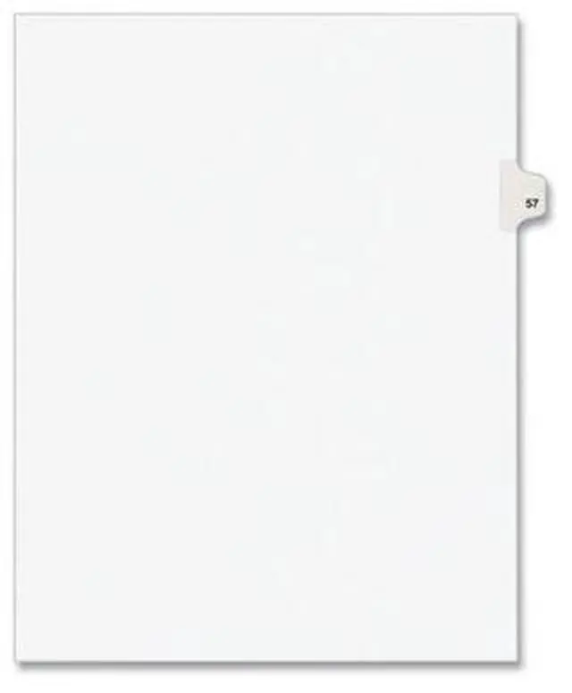 Alt view image 3 of 8 - Avery-Style Legal Exhibit Side Tab Divider Title: 57 Letter White 25/Pack 01057