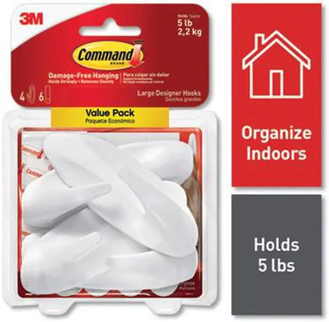 Alt view image 9 of 13 - Command Designer Large Plastic Hook, White, Pack of 4 (17083VP)