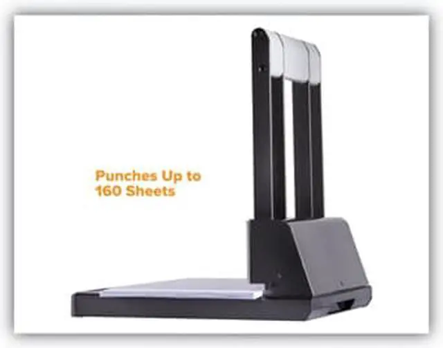 Alt view image 4 of 6 - 160-Sheet Antimicrobial Protected Xtreme Duty 2-3 Hole Punch, Black/silver
