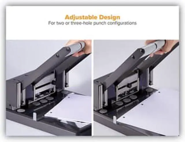 Alt view image 5 of 6 - 160-Sheet Antimicrobial Protected Xtreme Duty 2-3 Hole Punch, Black/silver