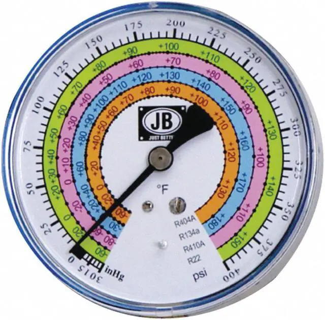 Alt view image 2 of 2 - JB INDUSTRIES M2-400 Gauge,4 In Dia.,Low Side,Blue,400 psi