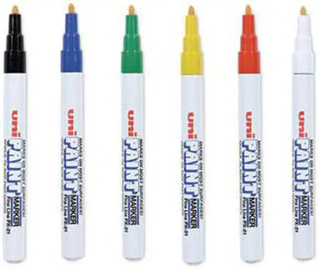 Alt view image 2 of 7 - Uni-ball Permanent Marker Fine Bullet Tip Assorted Colors 6/Set 63720