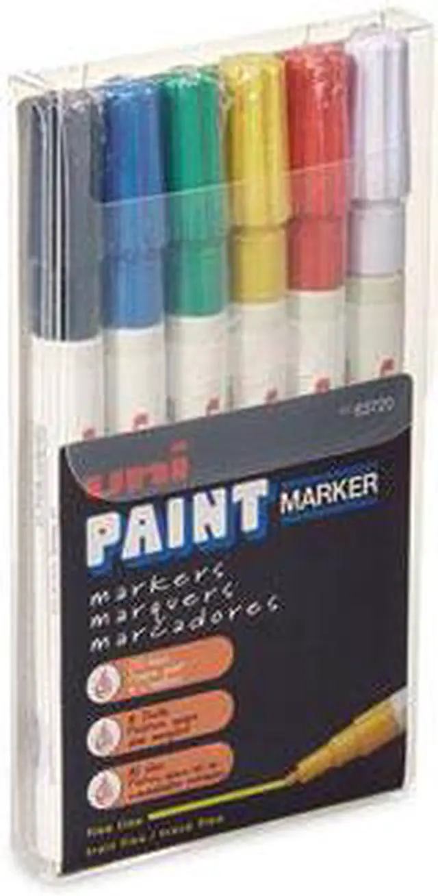 Alt view image 3 of 7 - Uni-ball Permanent Marker Fine Bullet Tip Assorted Colors 6/Set 63720