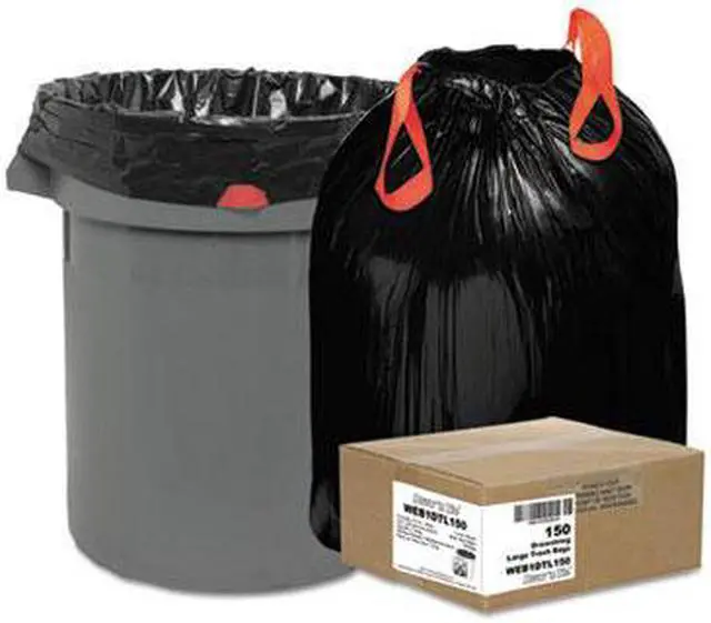 Alt view image 6 of 7 - Webster - WEB1DTL150 - Bag Can Liner Drawstring 1.2 Mils 33 Gal Black Recycled Plastic Webster, CS