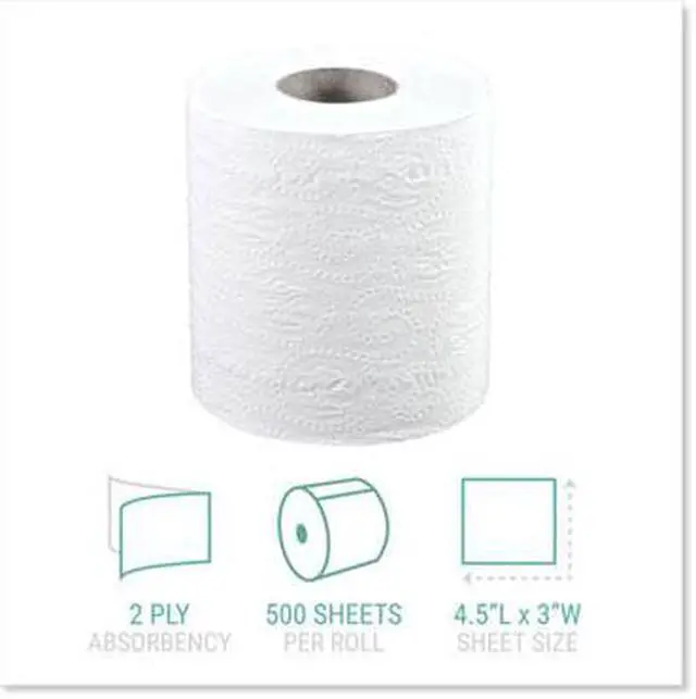 Alt view image 5 of 9 - Embossed Bath Tissue, 2-Ply, 500 Sheets/Roll, 48 Rolls/Carton