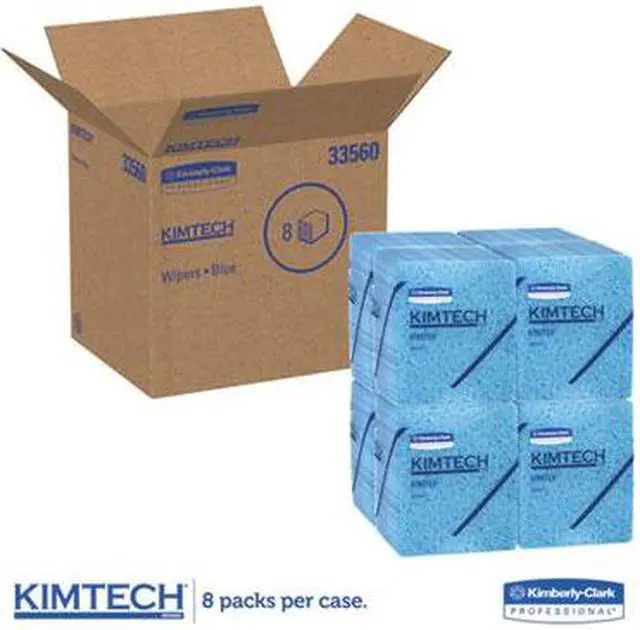 Alt view image 17 of 20 - Kimberly-Clark - 33560 - KIMTEX Wipers, 1/4-Fold, 12 1/2 x 13, Blue, 66/Box, 8 Boxes/Carton
