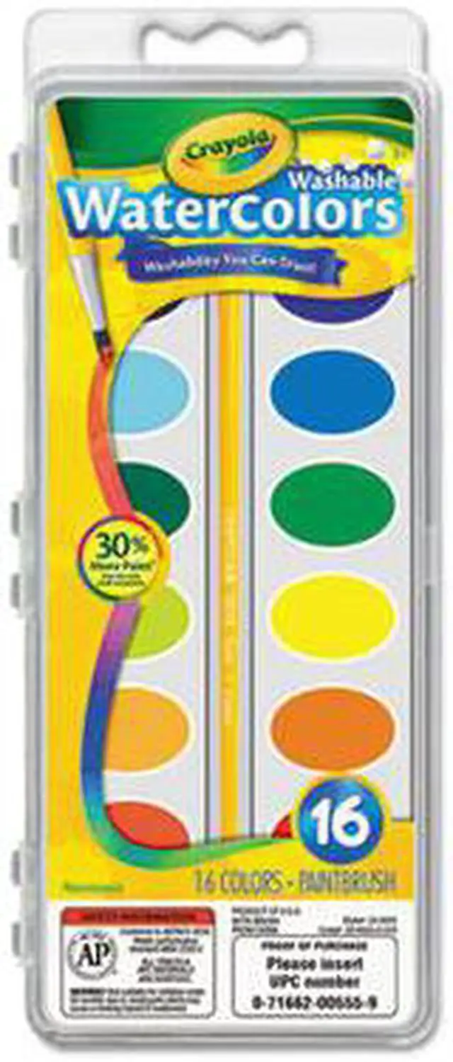 Alt view image 9 of 20 - Binney & Smith 530555 Washable Watercolor Paint  16 Assorted Colors per Pack