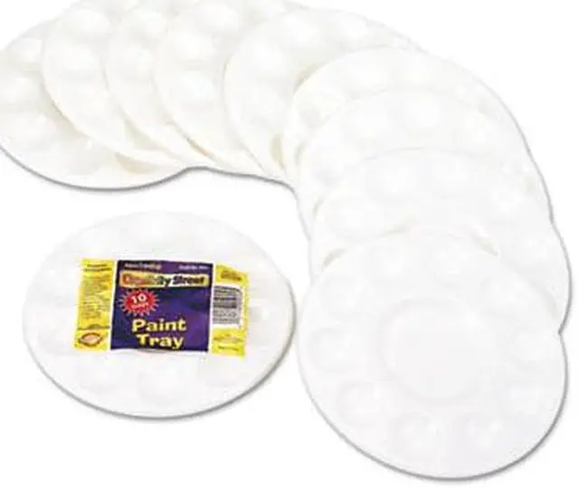 Alt view image 5 of 11 - Round Plastic Paint Trays for Classroom, White, 10/Pack