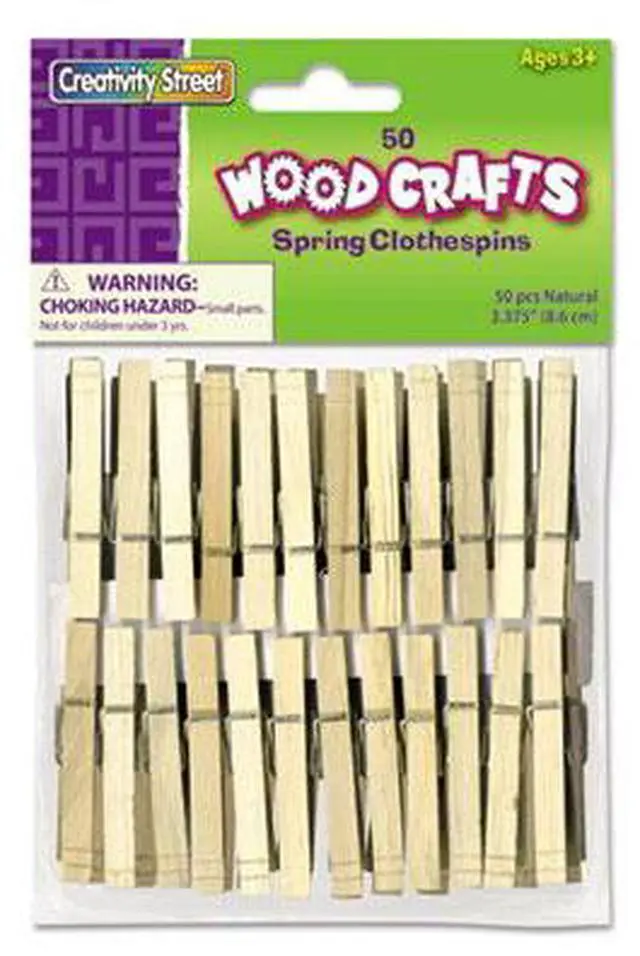 Alt view image 4 of 11 - Chenille Kraft 365801 Wood Spring Clothespins, 3 3/8 Length, 50 Clothespins/Pack