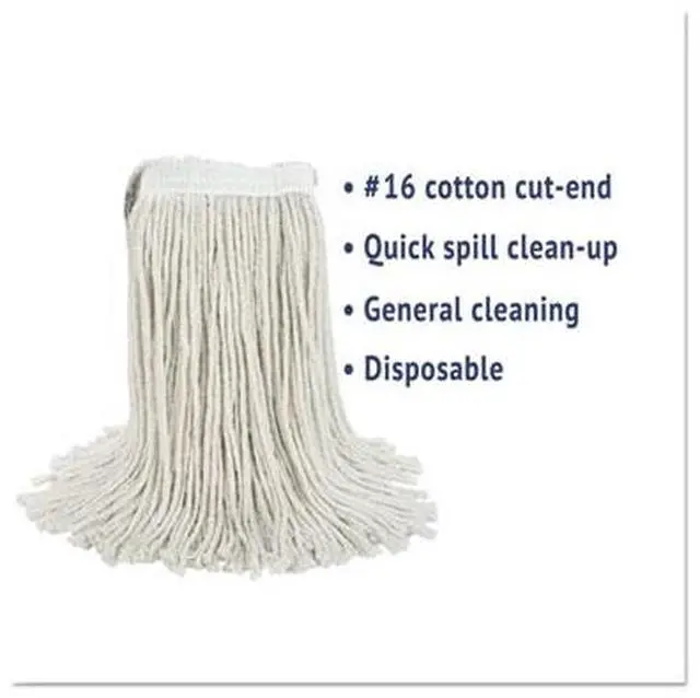 Alt view image 18 of 20 - Boardwalk Cut-End Wet Mop Head Cotton No. 16 Size White 2016CEA