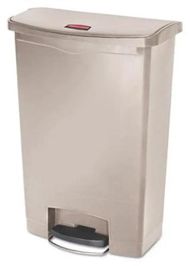 Alt view image 9 of 11 - Rubbermaid - FG1883552 - Slim Jim Resin Step-On Container, Front Step Style, 24 gal, Beige